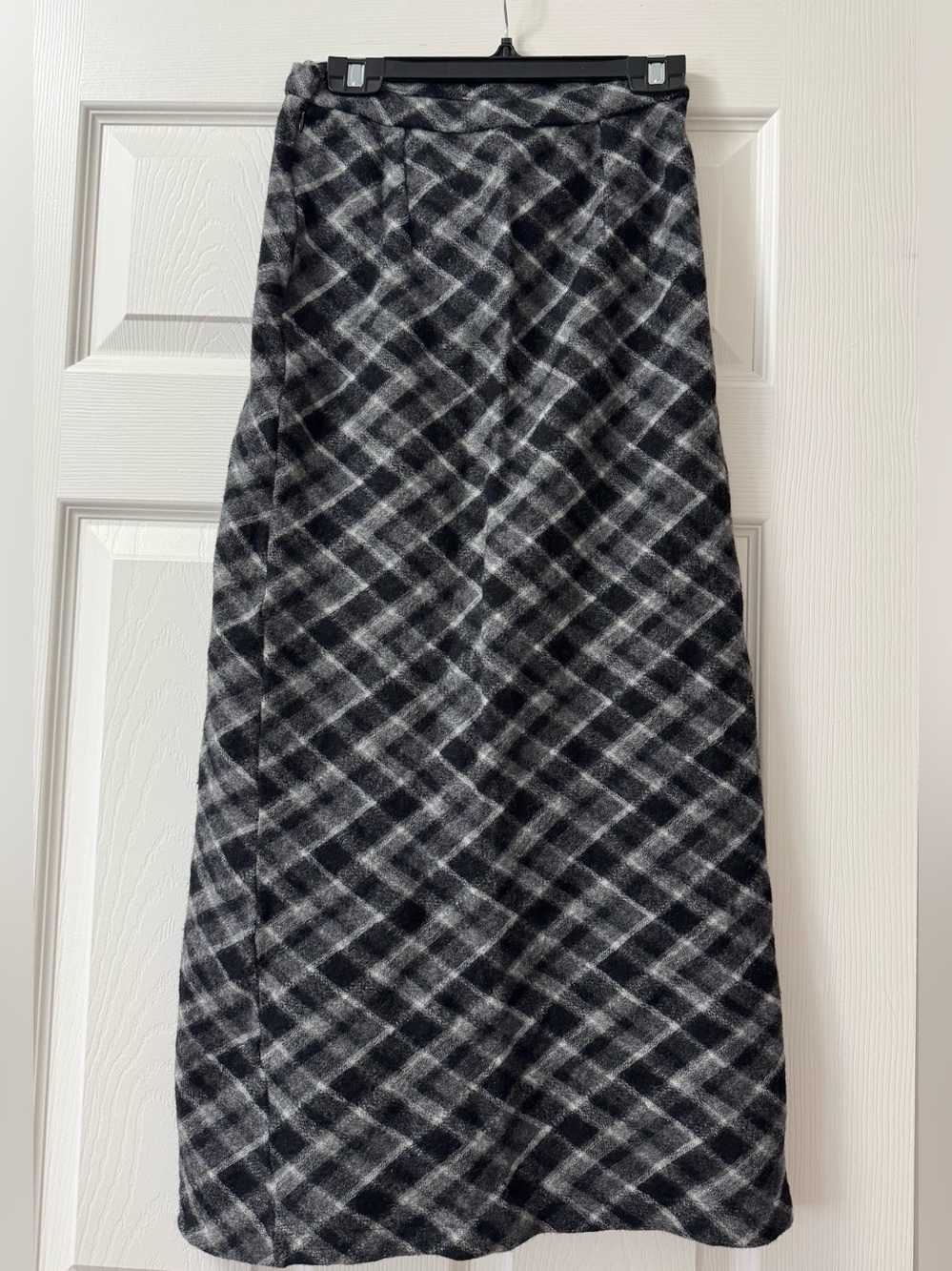 Eddie Bauer Black and Gray Plaid Maxi Skirt